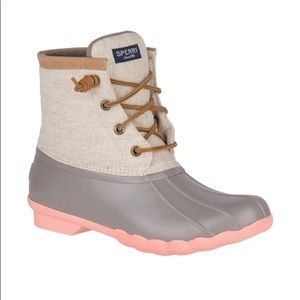 Sperry Duck Boots Linen Rose Winter Womans NEW